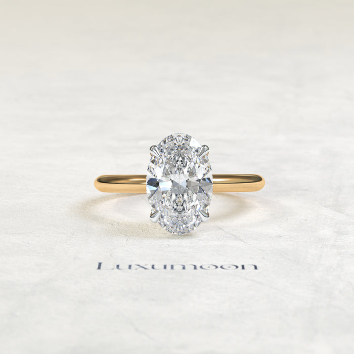 The Bellarose – 3 CT Oval Diamond Hidden Halo Engagement Ring