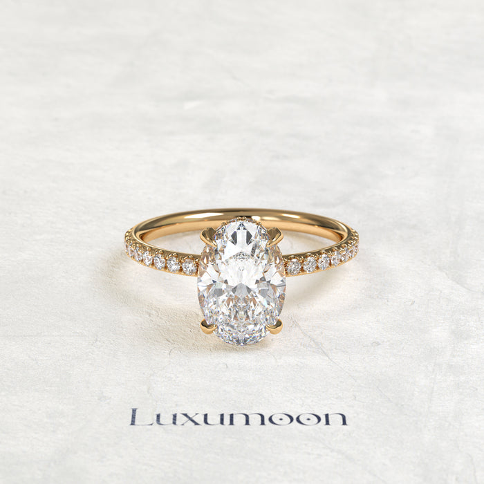 The Delorisse – Oval Diamond Pavé Solitaire Engagement Ring