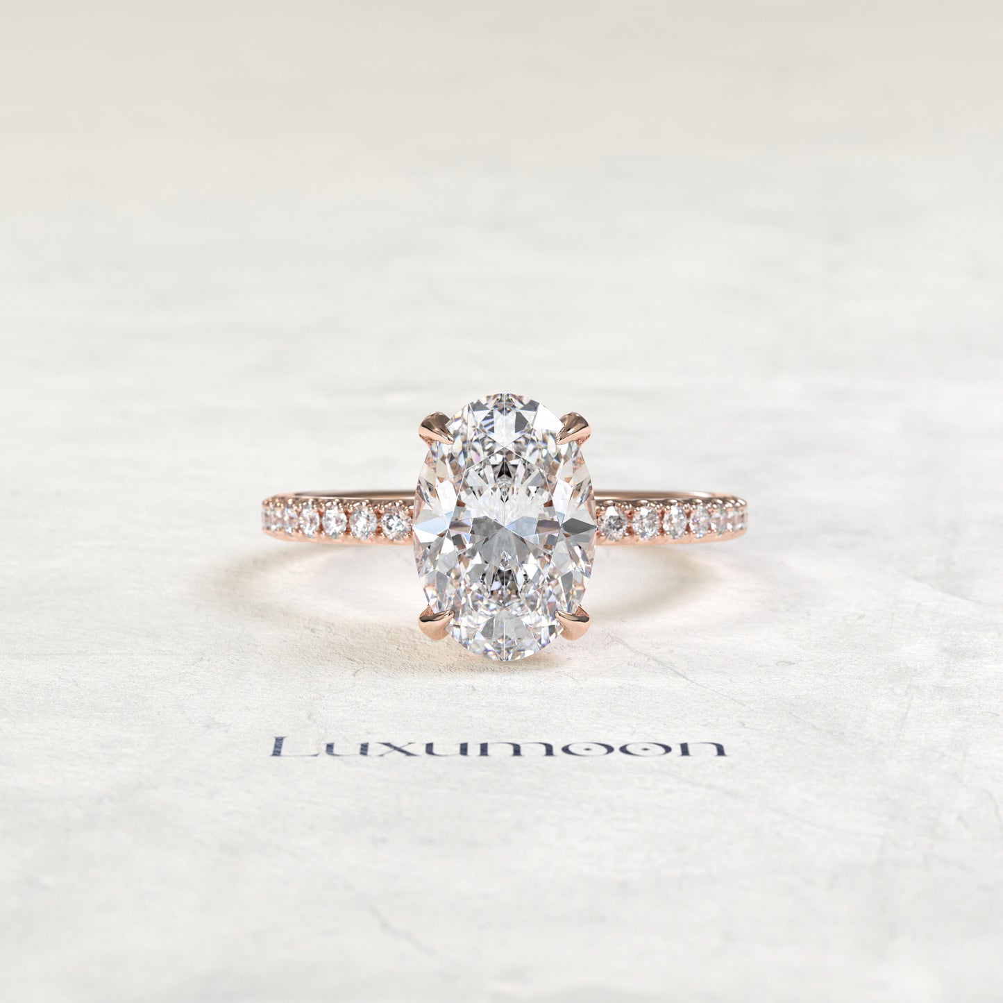 The Delorisse – Oval Diamond Pavé Solitaire Engagement Ring