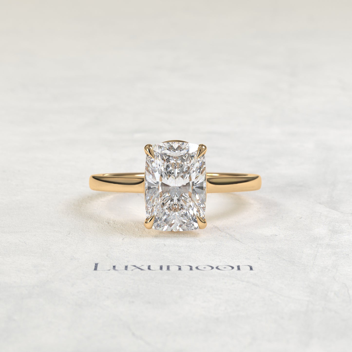 The Avenelle – 5 CT Elongated Cushion Solitaire Engagement Ring