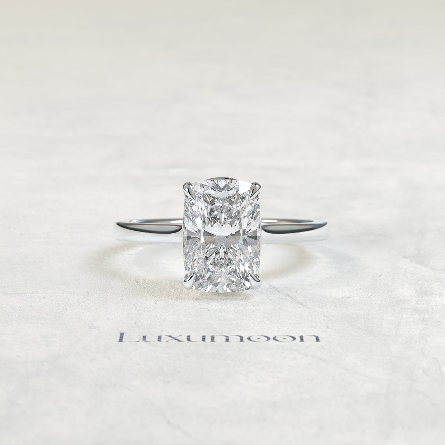 The Avenelle – 5 CT Elongated Cushion Solitaire Engagement Ring
