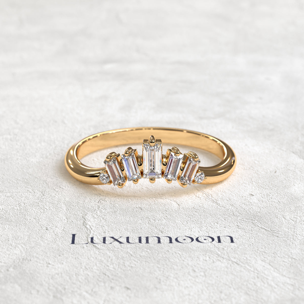 The Isyl – Vertical Baguette Diamond Band