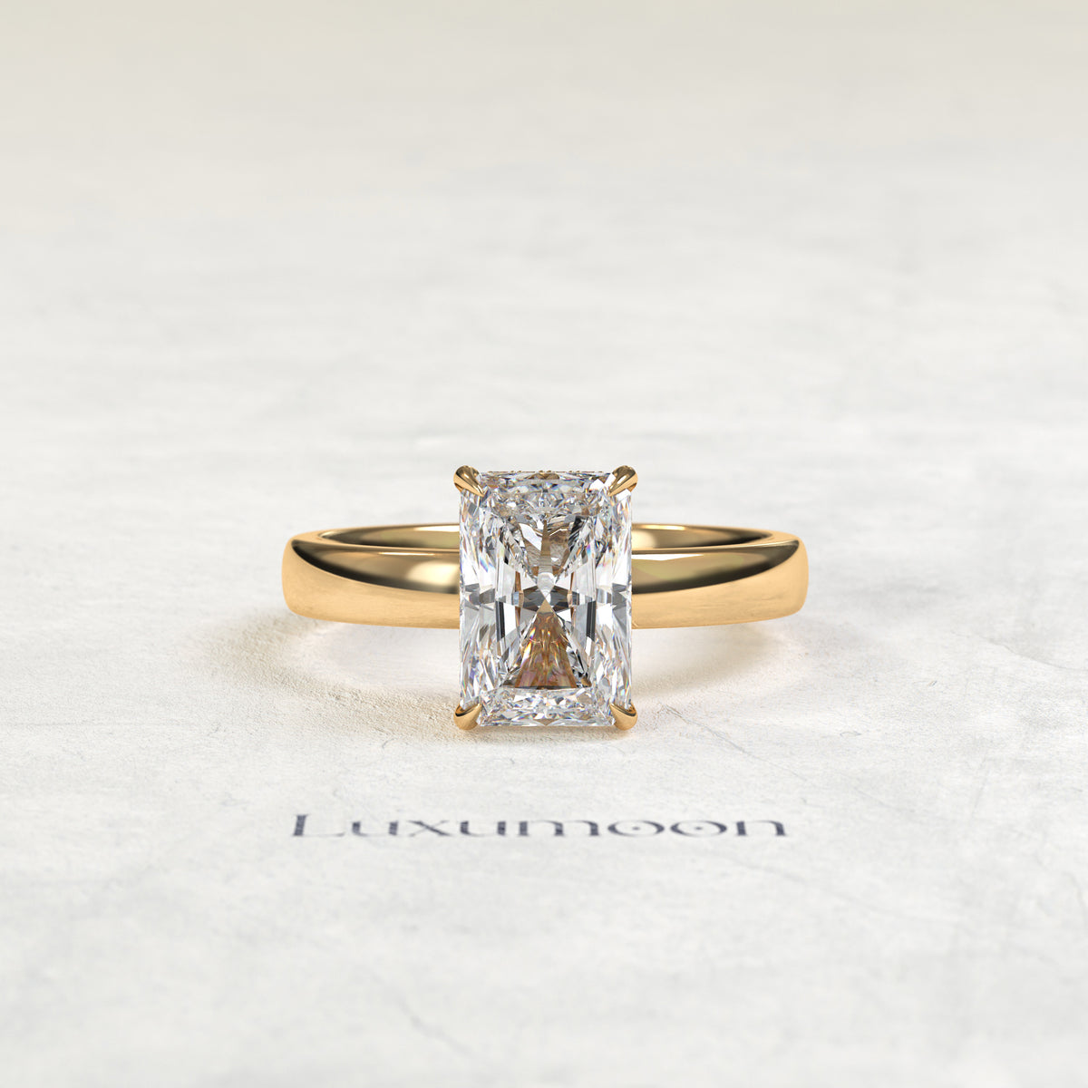 The Aurentha – 4 CT Radiant Diamond Hidden Halo Solitaire Engagement Ring