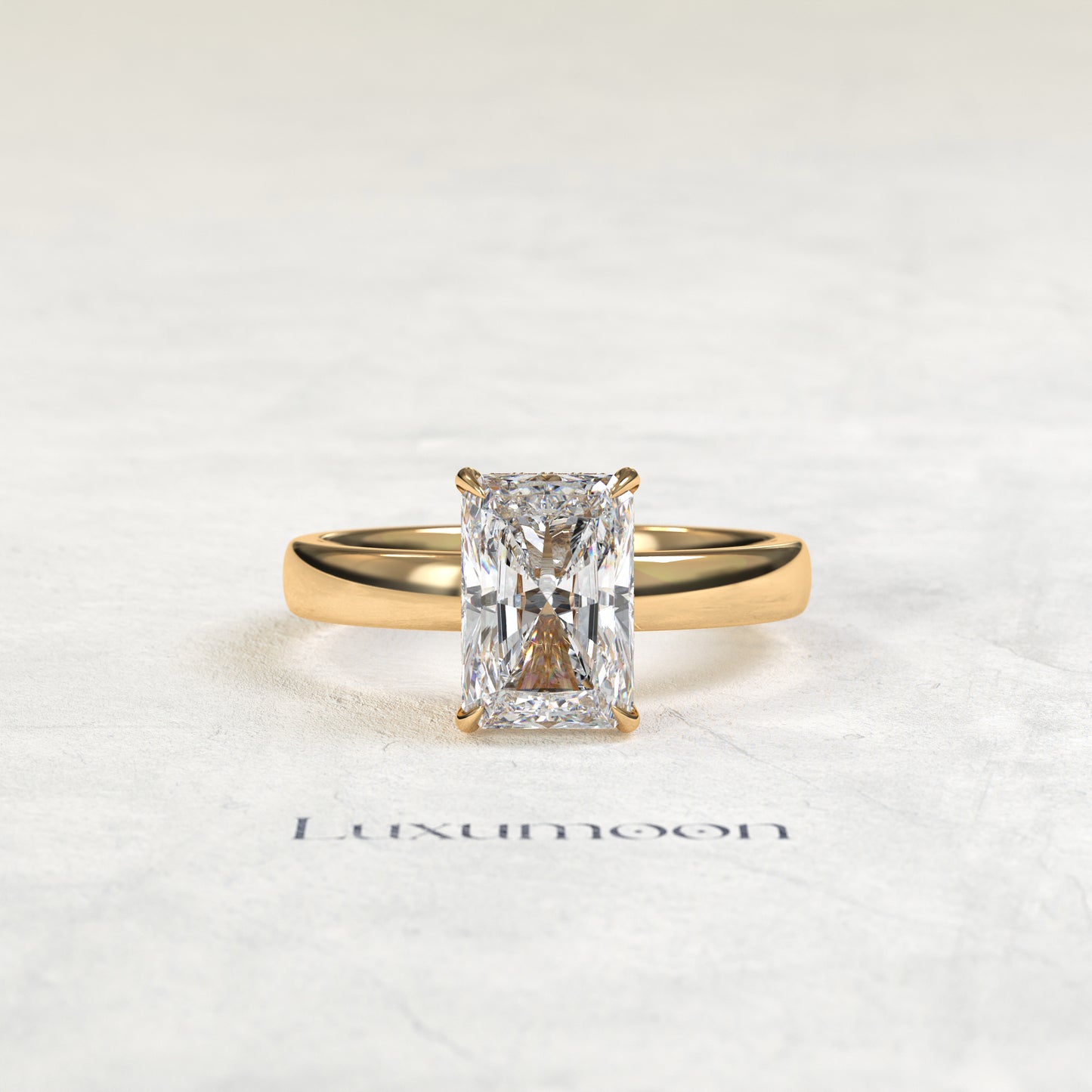 The Aurentha – 4 CT Radiant Diamond Hidden Halo Solitaire Engagement Ring