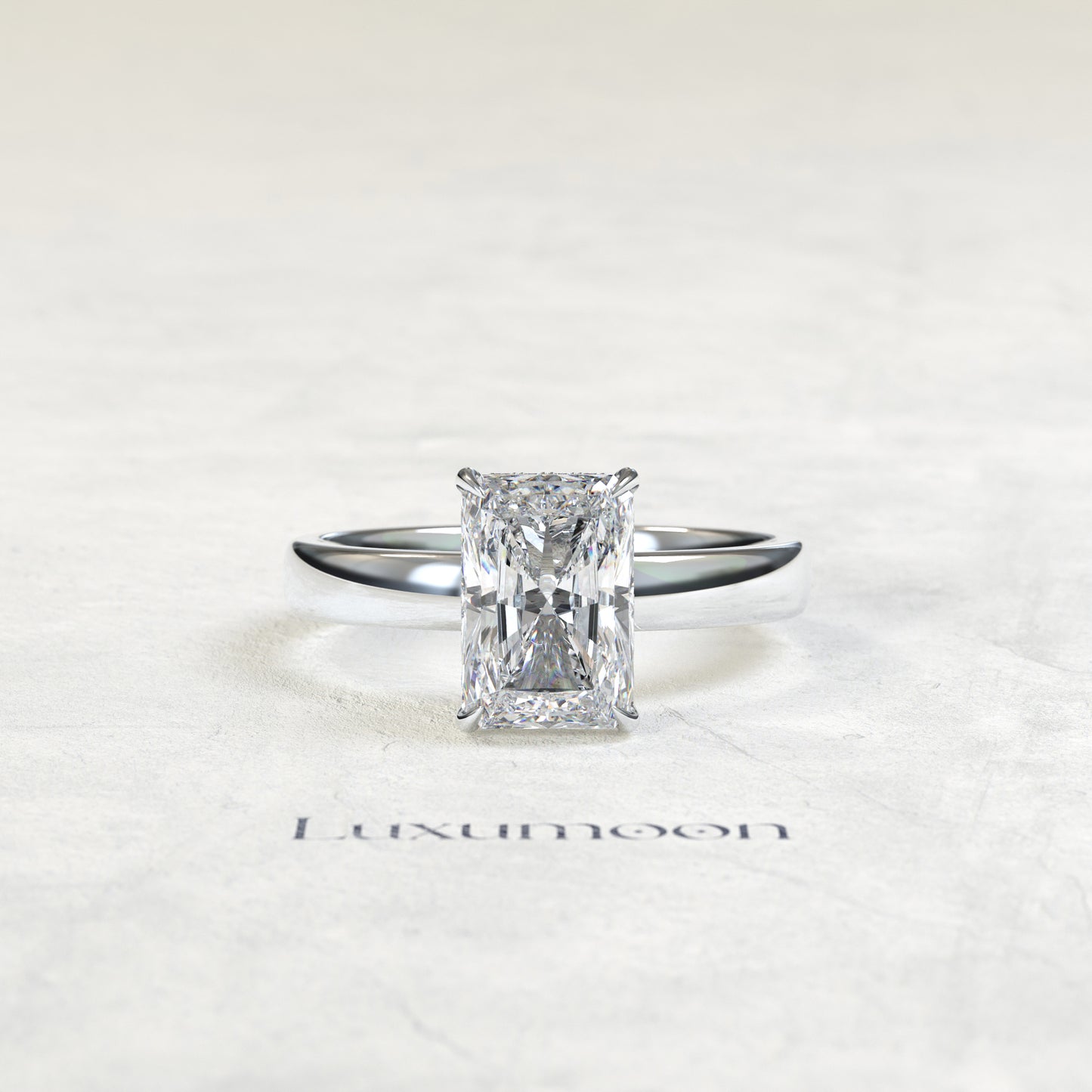 The Aurentha – 4 CT Radiant Diamond Hidden Halo Solitaire Engagement Ring