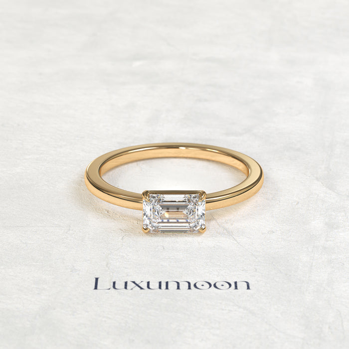 The Amelisse – 1 CT East-West Emerald Cut Diamond Minimalist Solitaire Engagement Ring