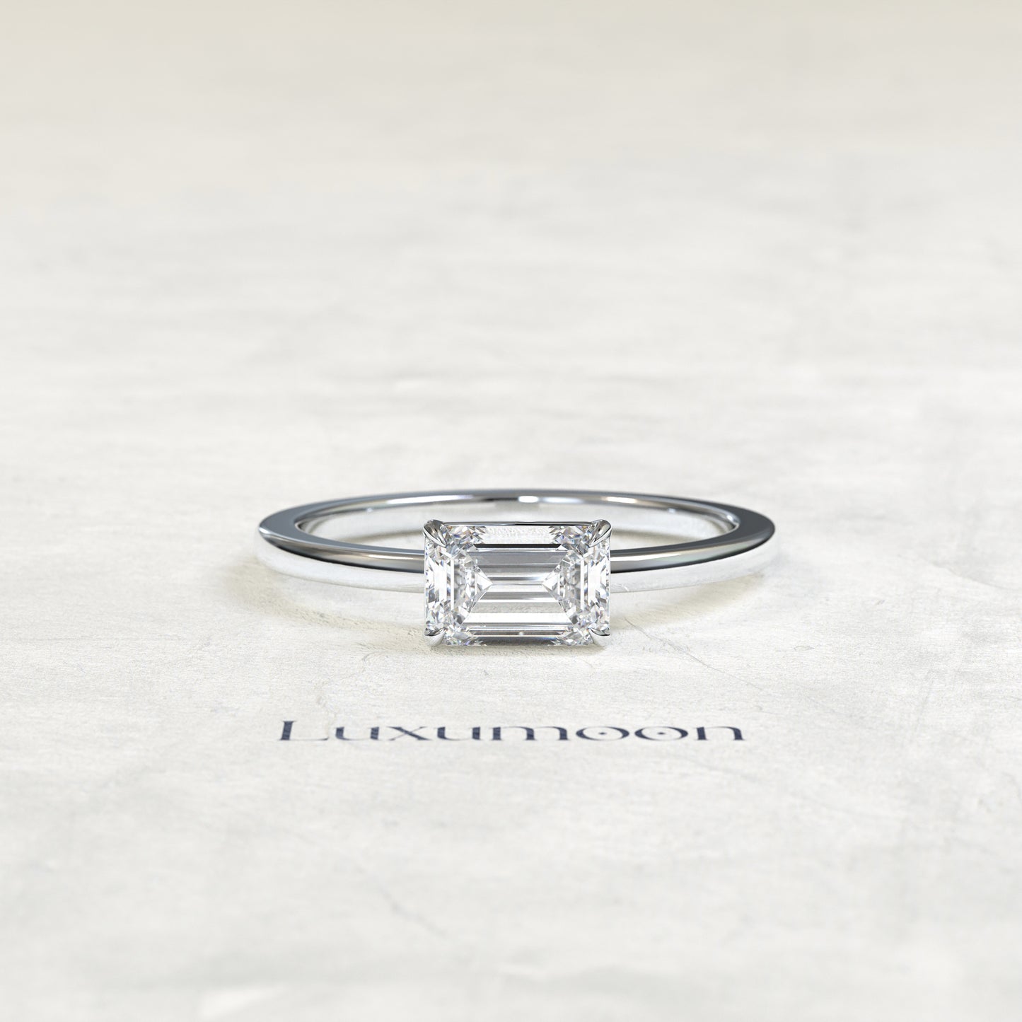 The Amelisse – 1 CT East-West Emerald Cut Diamond Minimalist Solitaire Engagement Ring