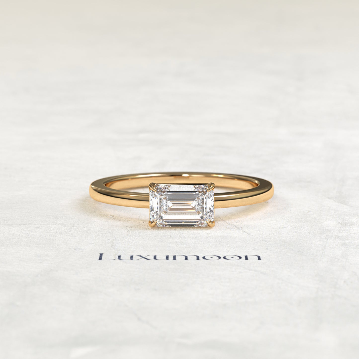 The Amelisse – 1 CT East-West Emerald Cut Diamond Minimalist Solitaire Engagement Ring
