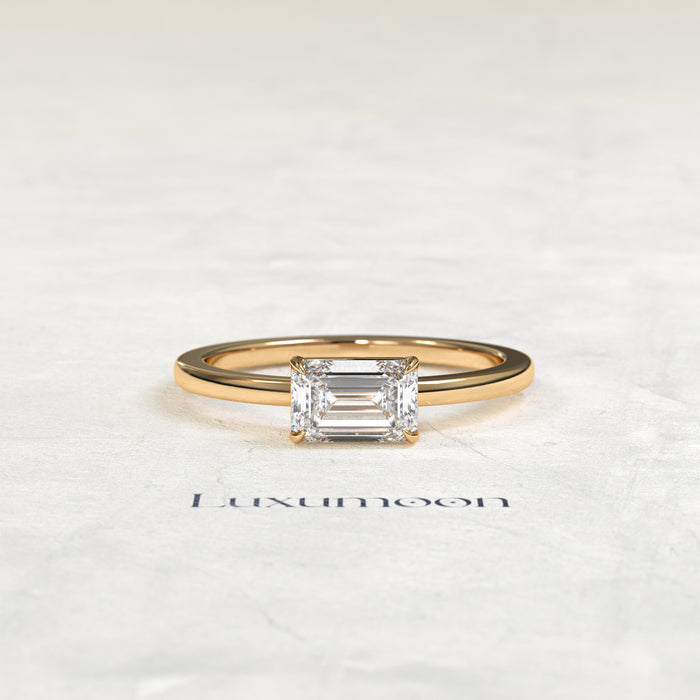 The Amelisse – 1 CT East-West Emerald Cut Diamond Minimalist Solitaire Engagement Ring
