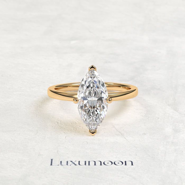 Bague de fiançailles solitaire minimaliste Valora – Diamant marquise de 1 carat