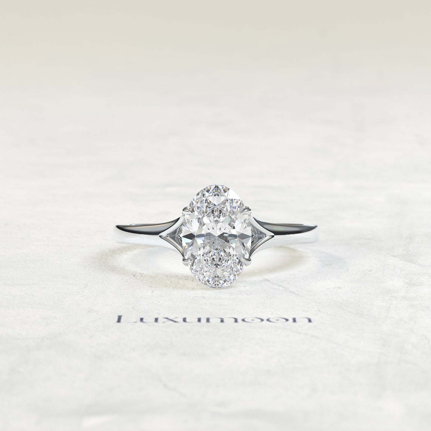 The Bellavé – 3 CT Oval Diamond Split Shank Solitaire Engagement Ring