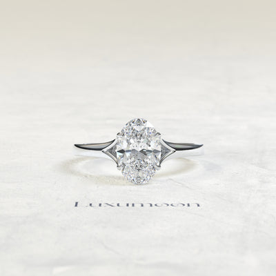 Bague de fiançailles solitaire Bellavé – Diamant ovale de 3 carats, anneau fendu