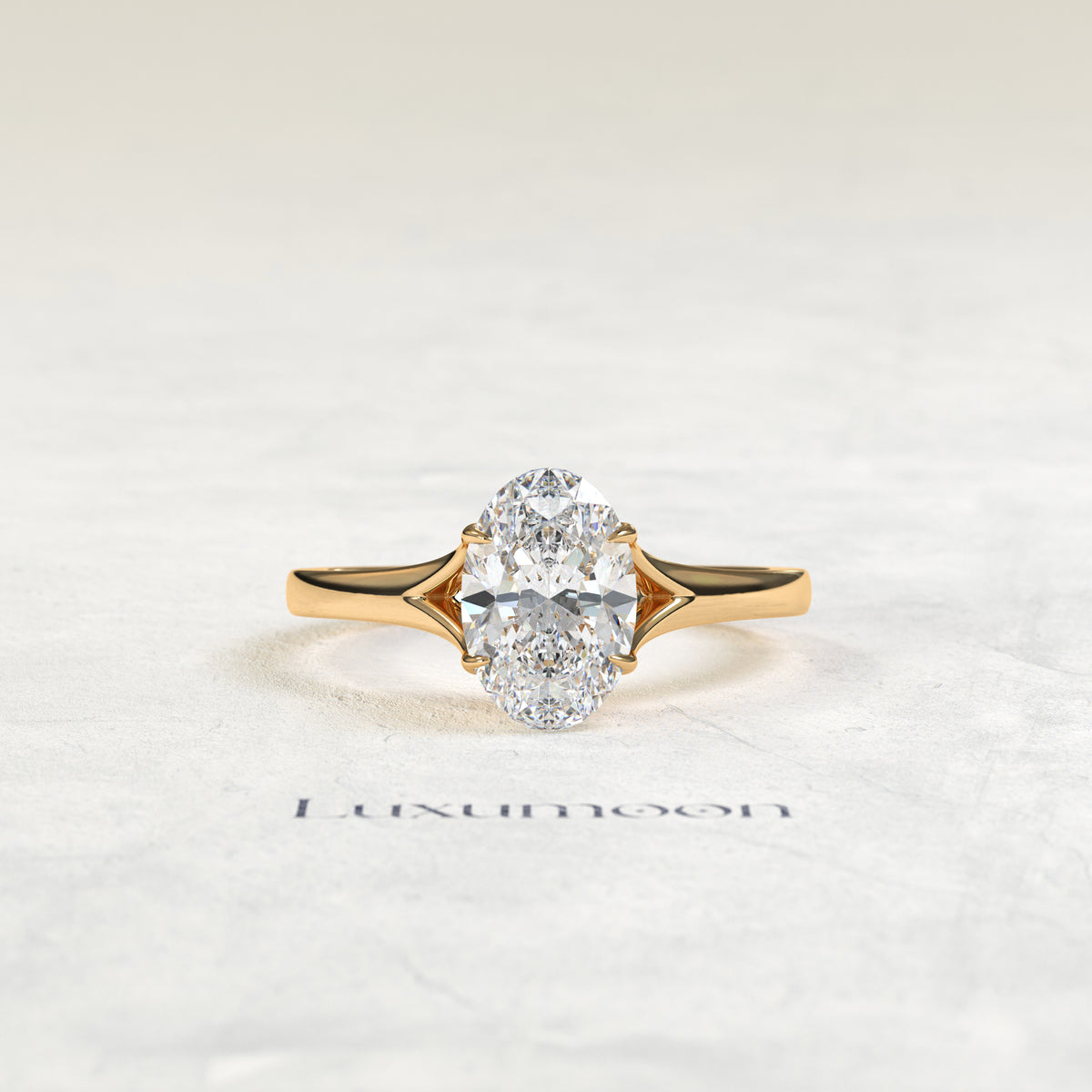 The Bellavé – 3 CT Oval Diamond Split Shank Solitaire Engagement Ring