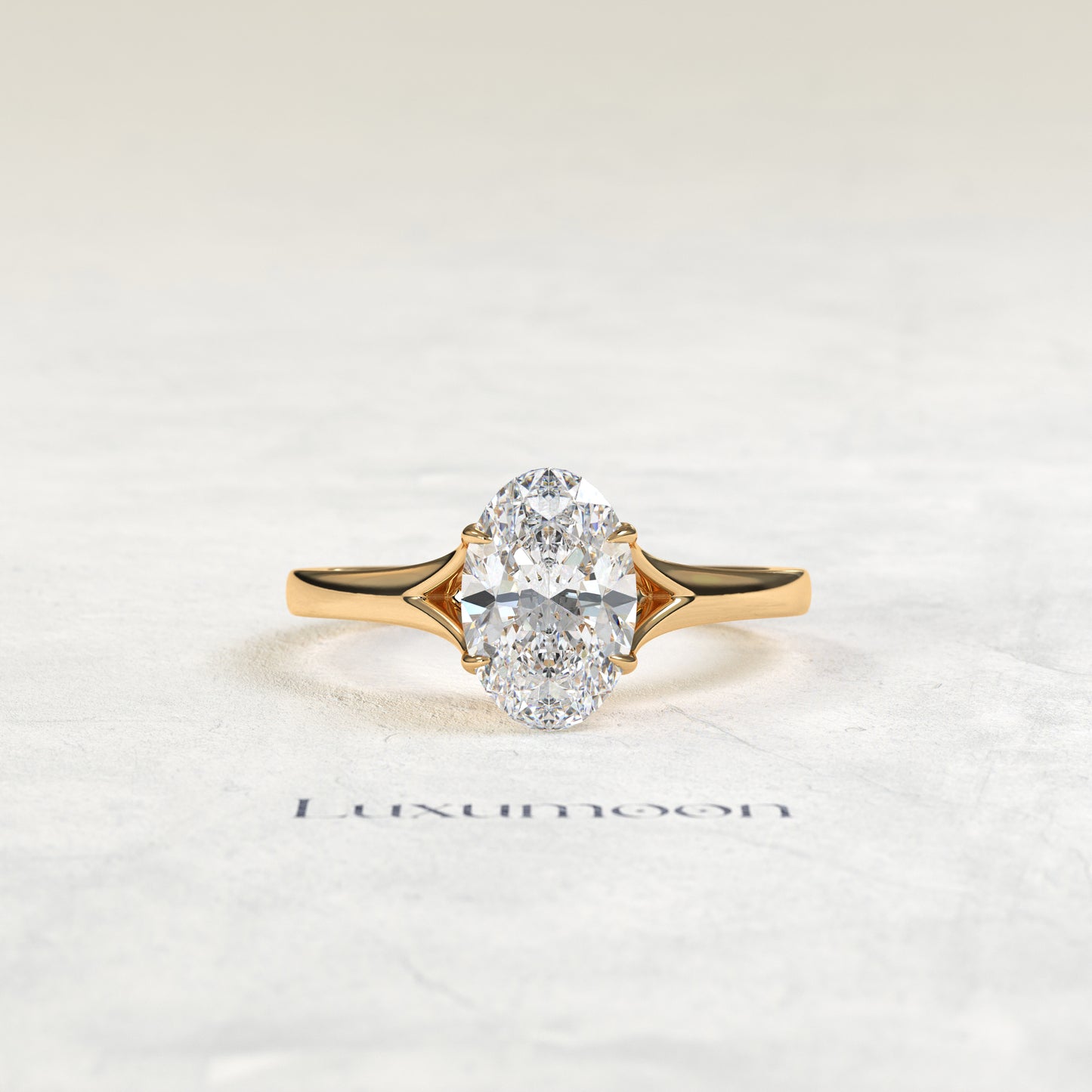 The Bellavé – 3 CT Oval Diamond Split Shank Solitaire Engagement Ring
