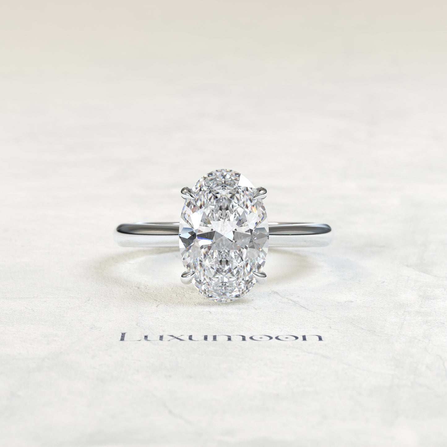 Bague de fiançailles solitaire cathédrale Galissea – Diamant ovale de 5 carats