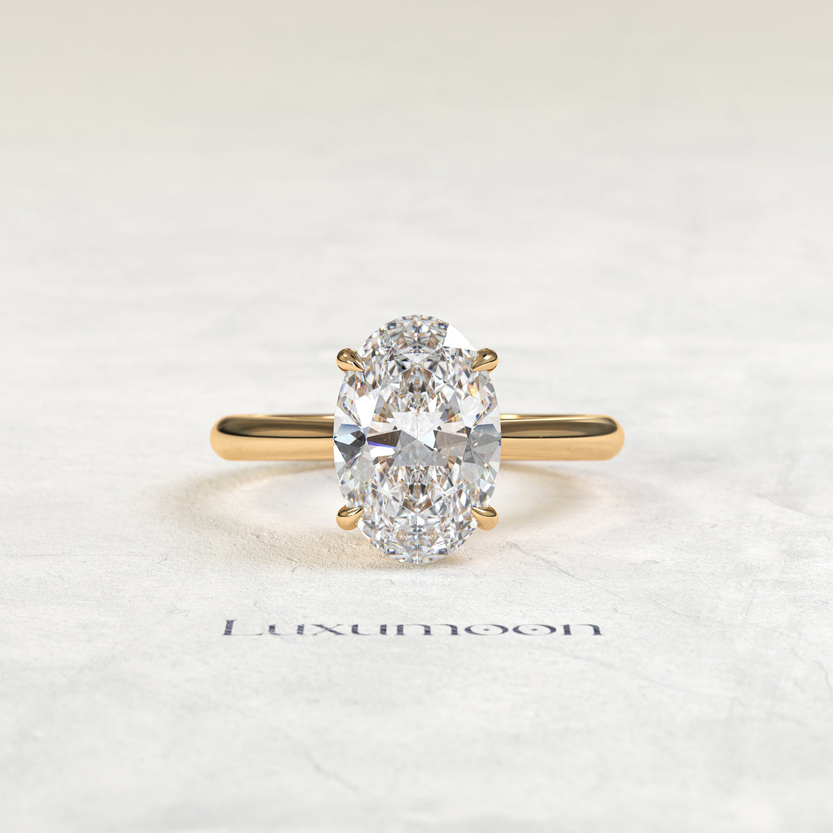 Bague de fiançailles solitaire cathédrale Galissea – Diamant ovale de 5 carats