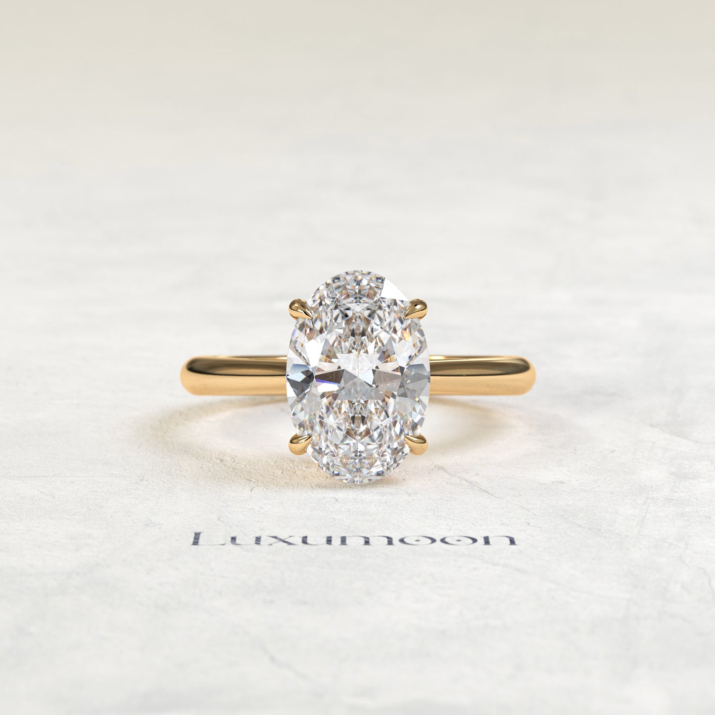 Bague de fiançailles solitaire cathédrale Galissea – Diamant ovale de 5 carats