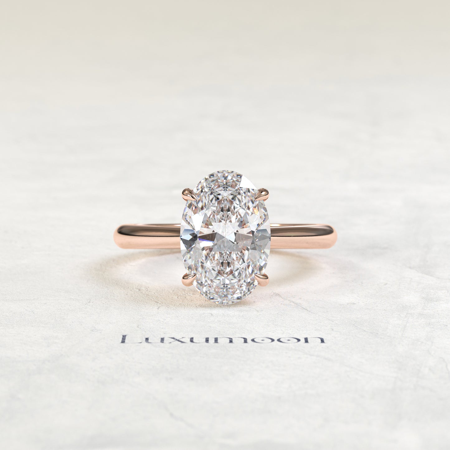Bague de fiançailles solitaire cathédrale Galissea – Diamant ovale de 5 carats