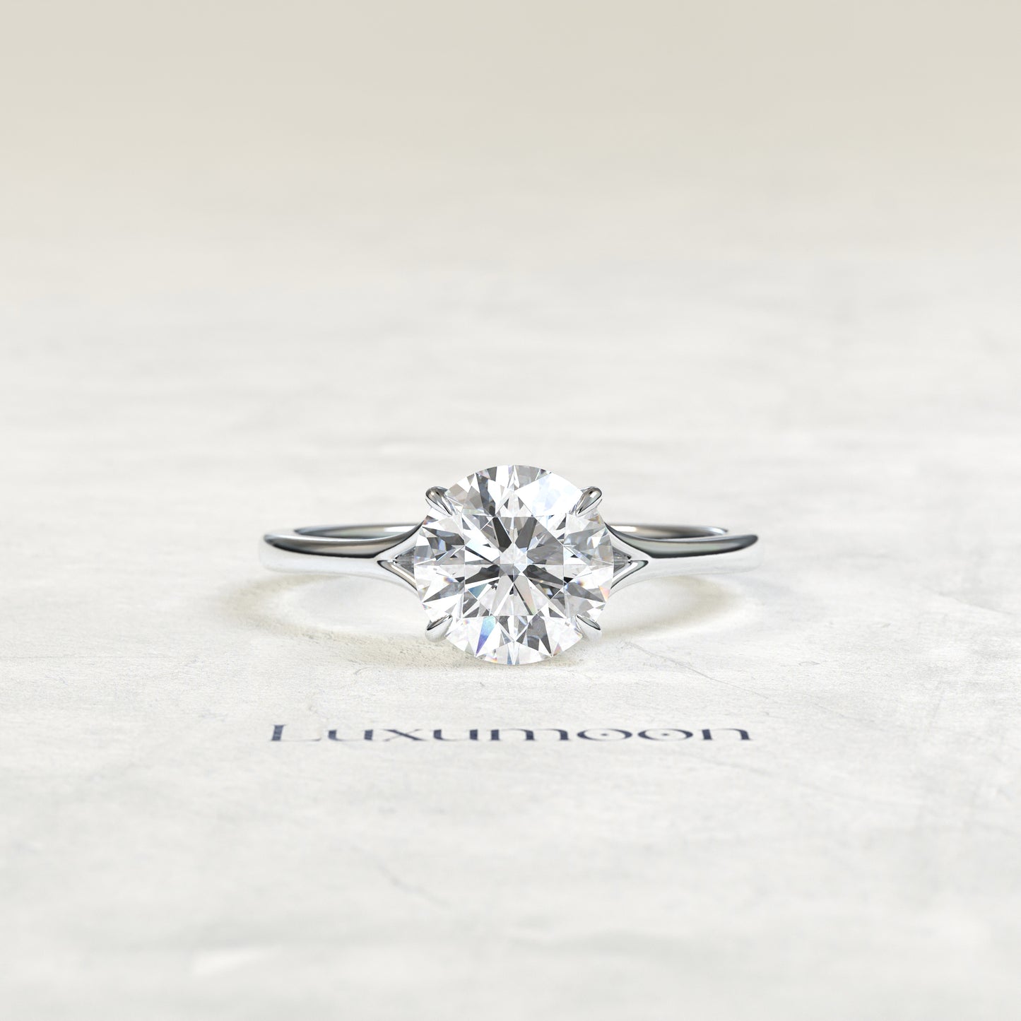 Bague de fiançailles solitaire Eveloria – Diamant rond de 3 carats, anneau fendu
