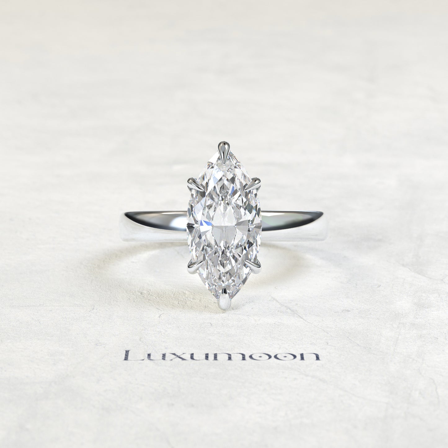 The Kalvella – 3 CT Marquise Six Prong Solitaire Engagement Ring