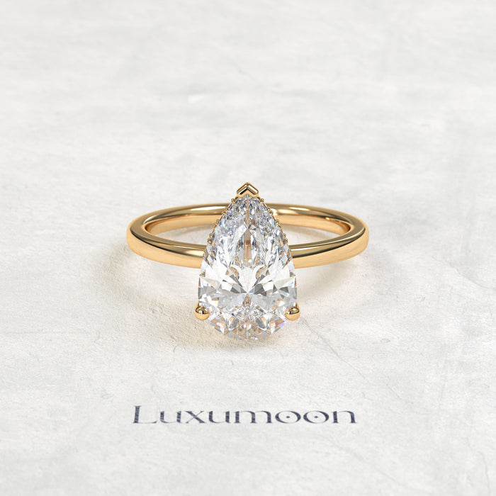 Anillo Solitario The Erenth – 2 CT Pera con Halo Oculto