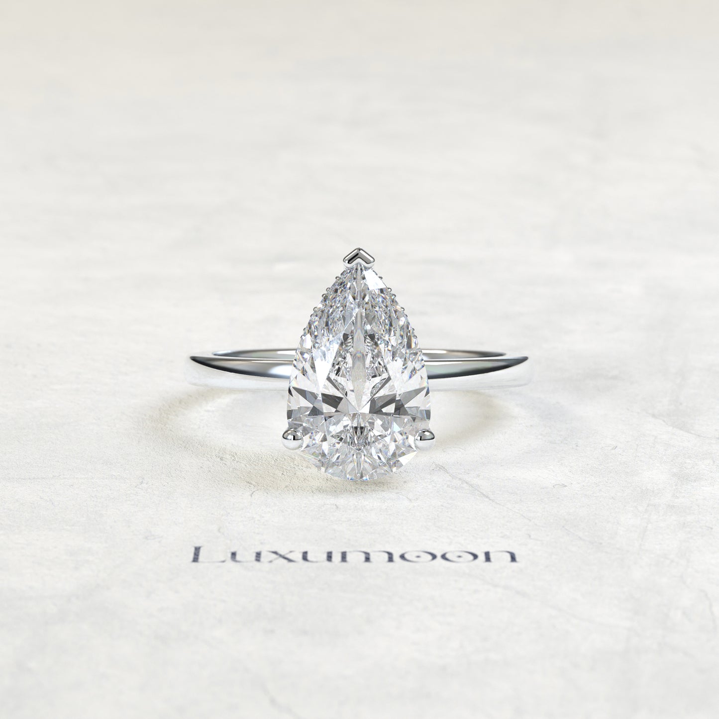 Anillo Solitario The Erenth – 2 CT Pera con Halo Oculto