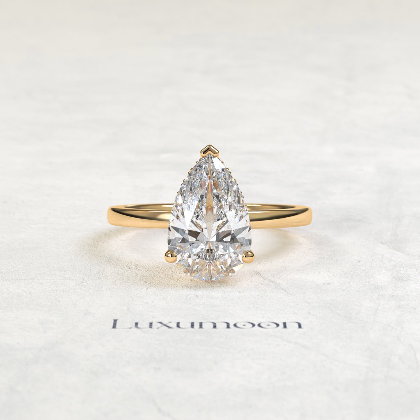 Anillo Solitario The Erenth – 2 CT Pera con Halo Oculto