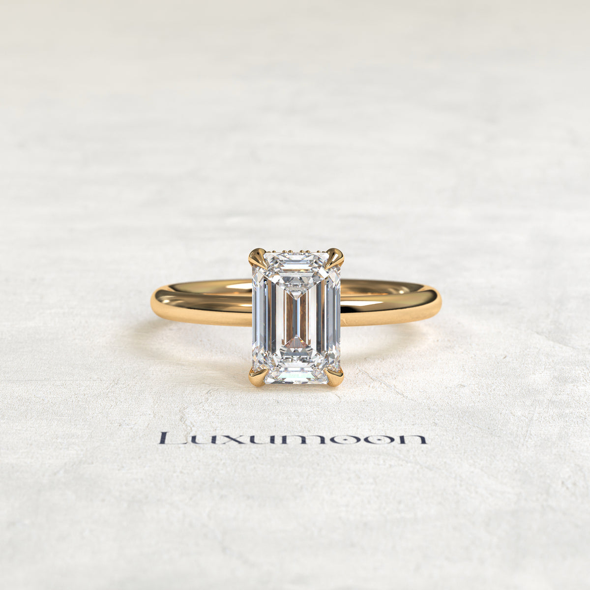 The Faelenth – 3 CT Emerald Hidden Halo Solitaire Ring