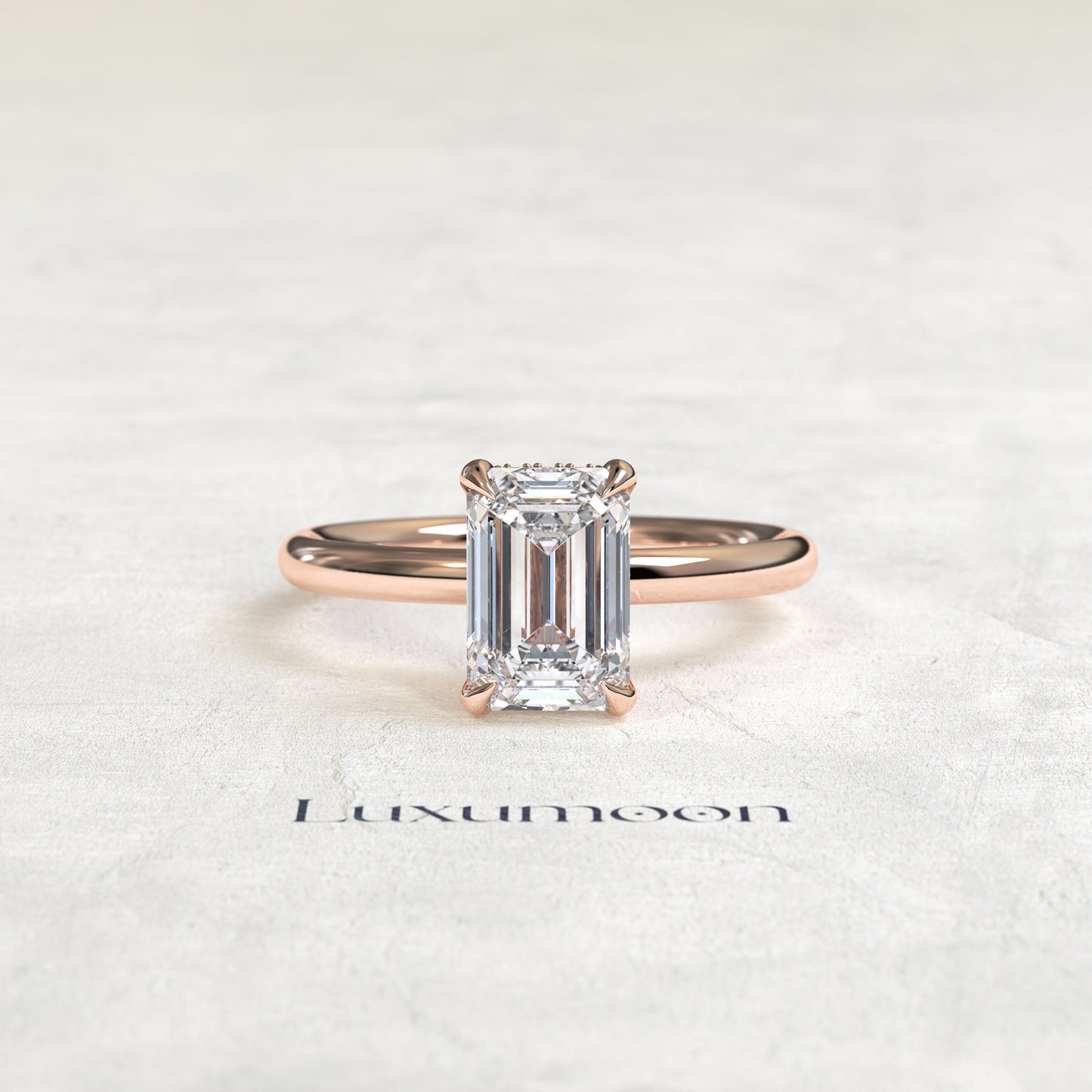 The Faelenth – 3 CT Emerald Hidden Halo Solitaire Ring