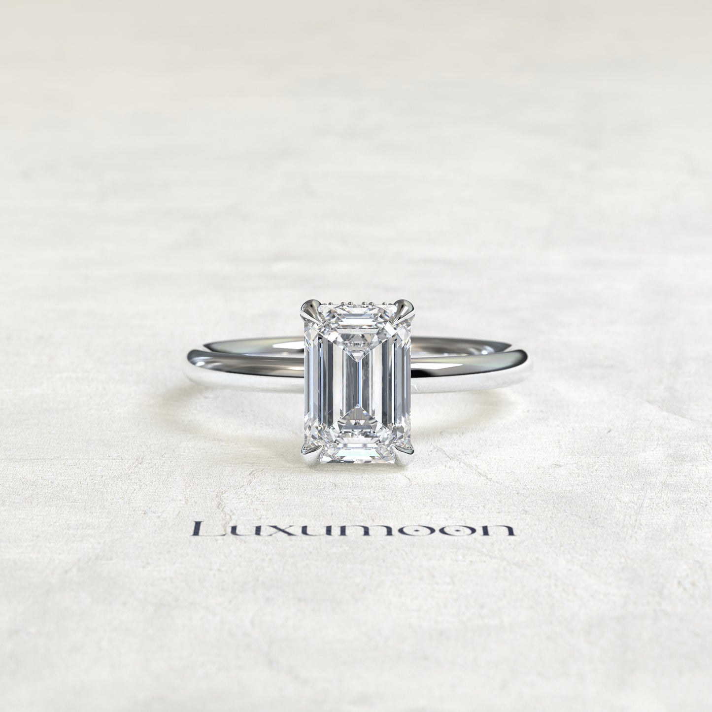The Faelenth – 3 CT Emerald Hidden Halo Solitaire Ring
