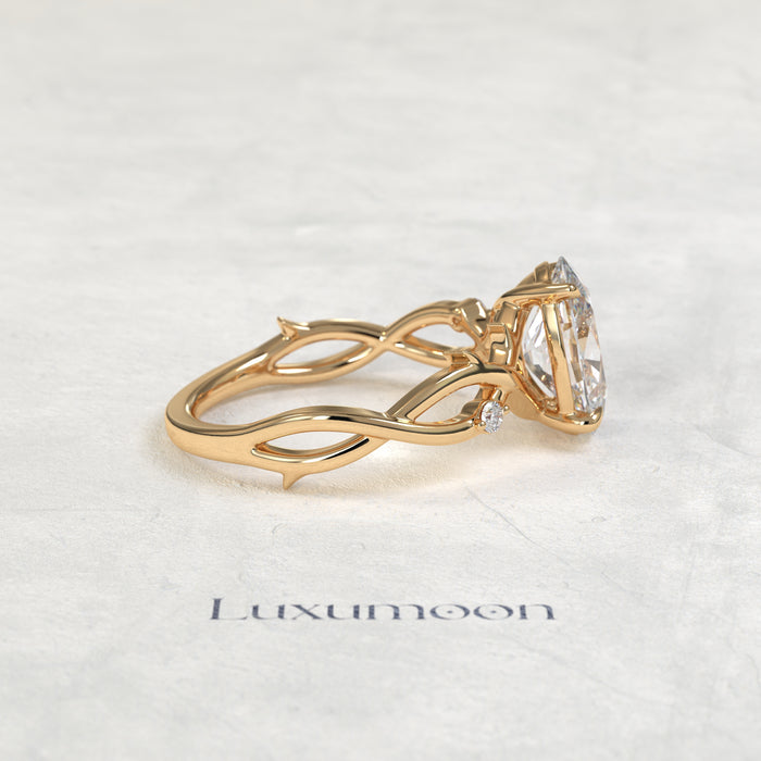 The Aeva – 2 CT Oval Diamond Leaf Vine Nature Inspired Engagement Ring