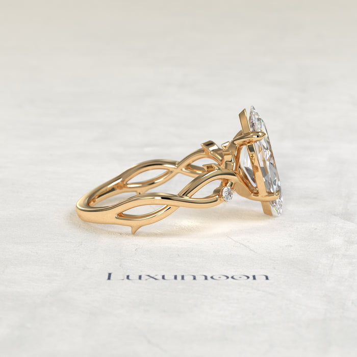 The Elya – 1.5 CT Marquise Diamond Leaf Vine Engagement Ring