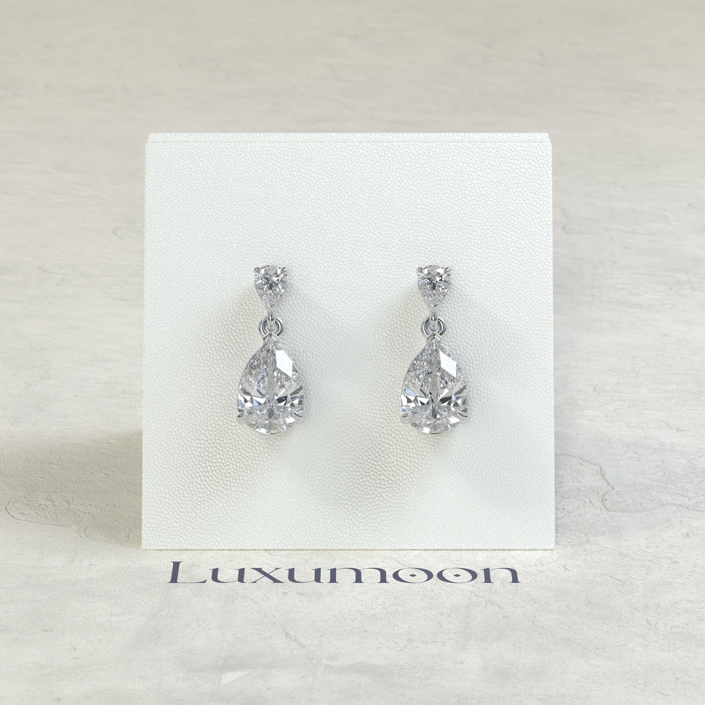 The Vexa – 2 Ct Double Pear Diamond Drop Earrings with Matching Pear Stud Top