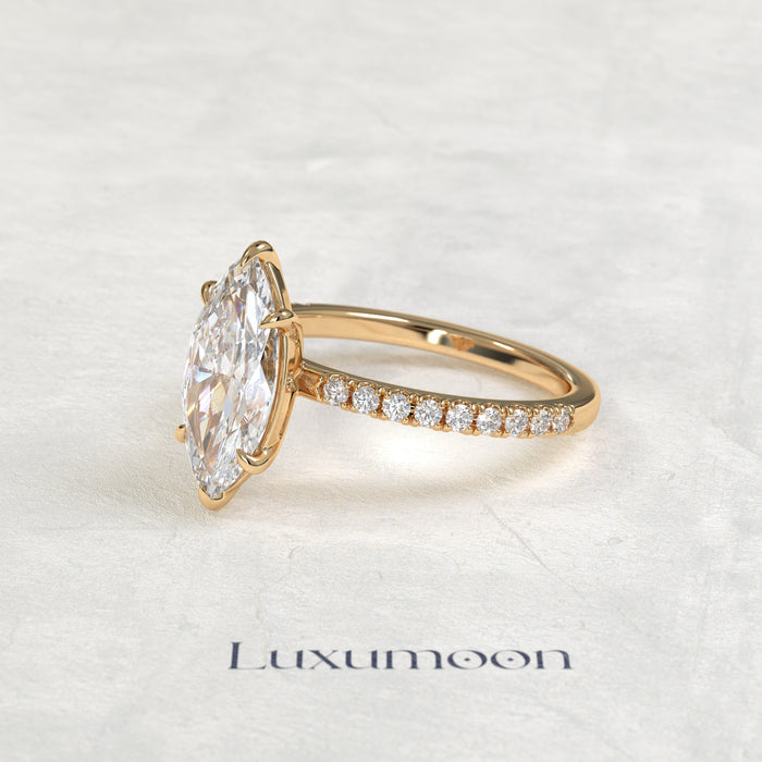 The Velor – 2 CT Marquise Diamond Pavé Engagement Ring