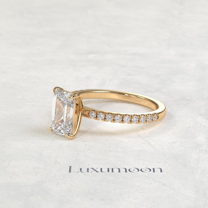 The Lysa – 3 CT Emerald Diamond Pave Style Engagement Ring