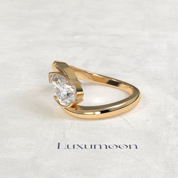 The Aeris – 2 CT Curved Pear Diamond Engagement Ring