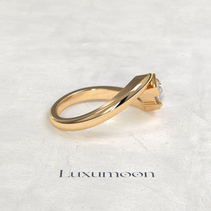 The Aeris – 2 CT Curved Pear Diamond Engagement Ring