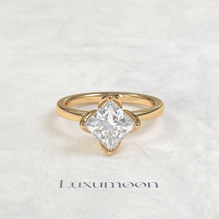 The Neris – 2 CT Princess Flower Petal Prong Engagement Ring