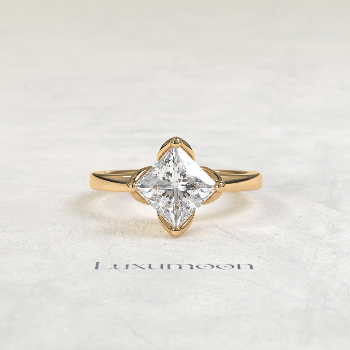 The Neris – 2 CT Princess Flower Petal Prong Engagement Ring