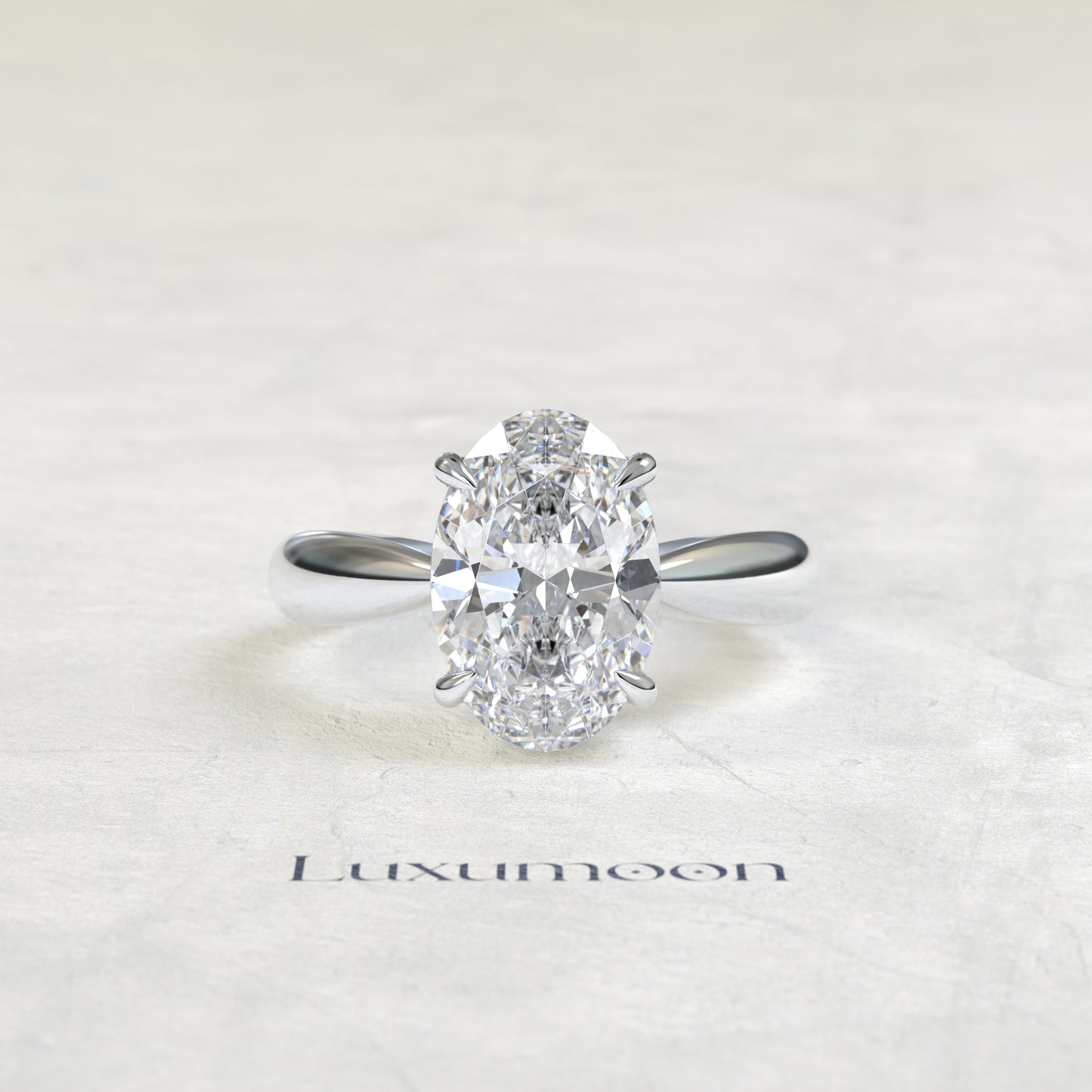 Bague de fiançailles Velin – Diamant ovale, anneau conique inversé