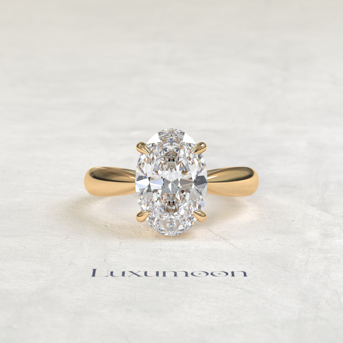 Bague de fiançailles Velin – Diamant ovale, anneau conique inversé