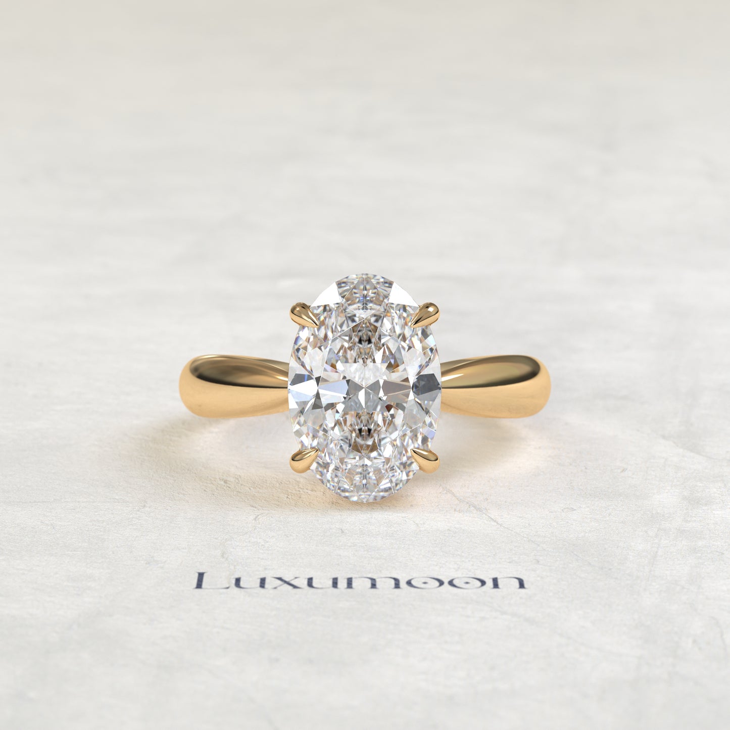 Bague de fiançailles Velin – Diamant ovale, anneau conique inversé