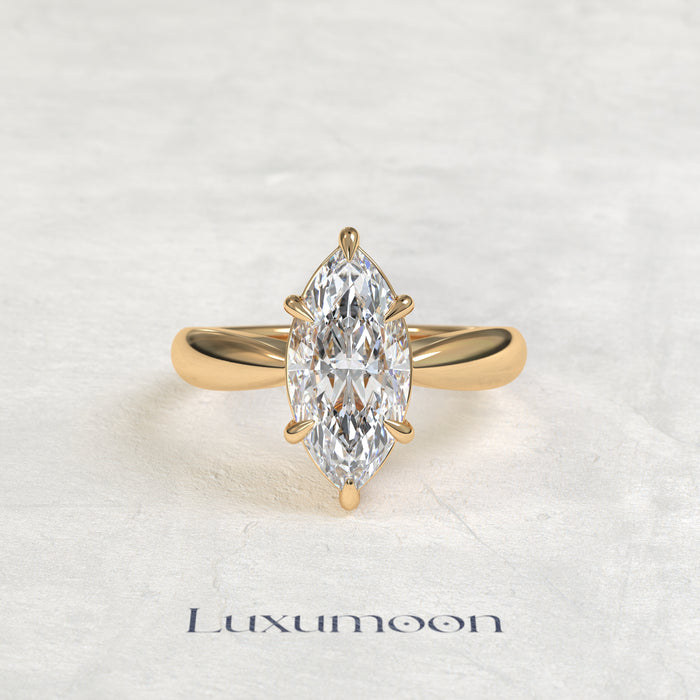 Bague de fiançailles Mirel – Diamant marquise, anneau conique inversé