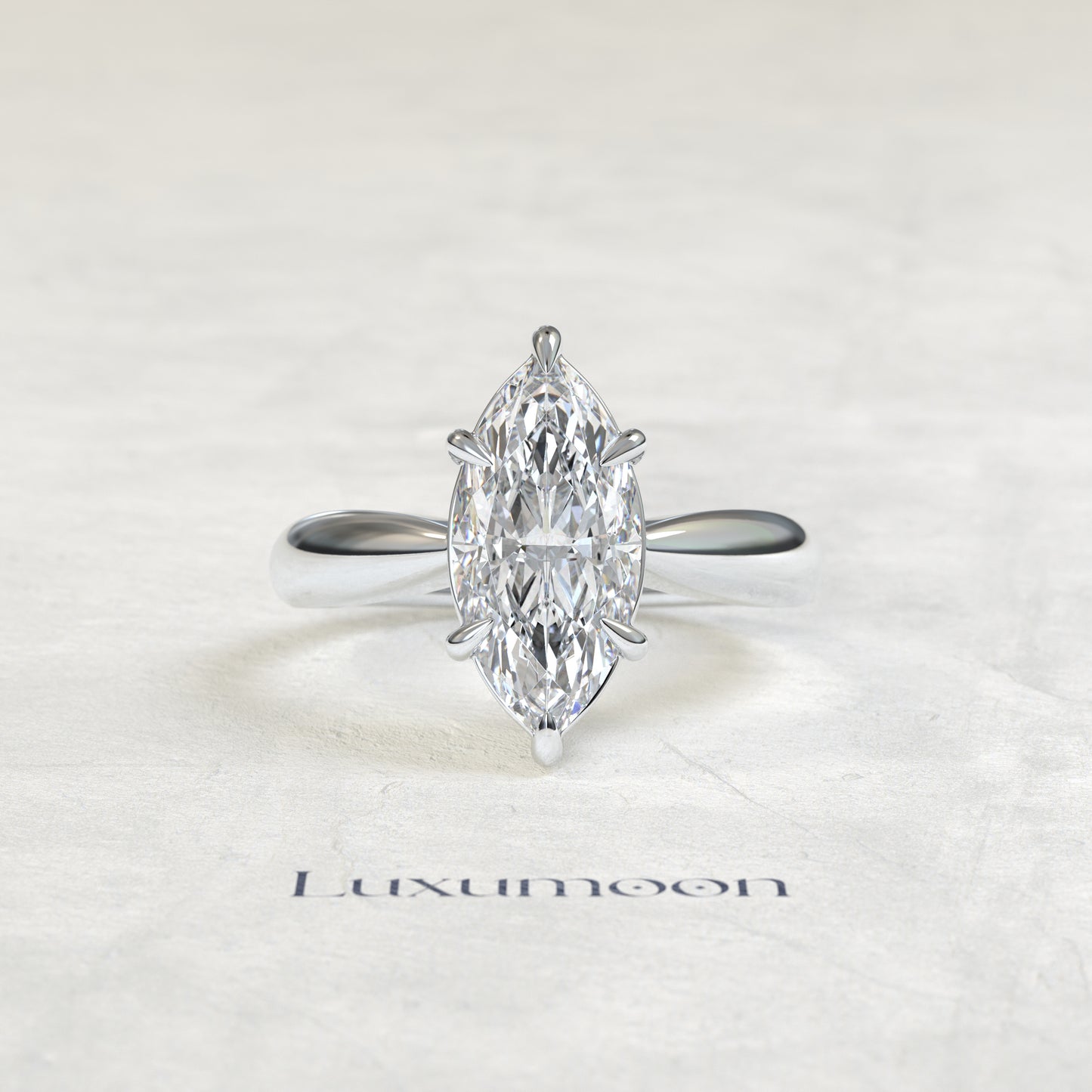 Bague de fiançailles Mirel – Diamant marquise, anneau conique inversé