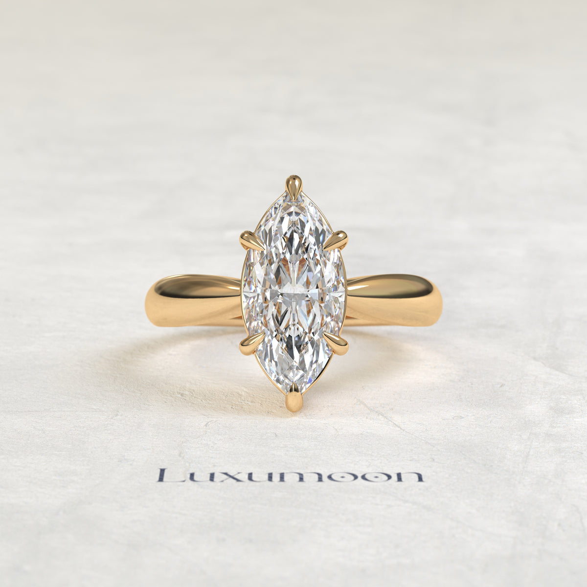 Bague de fiançailles Mirel – Diamant marquise, anneau conique inversé