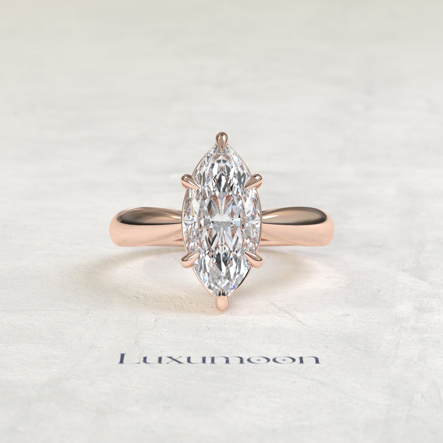 Bague de fiançailles Mirel – Diamant marquise, anneau conique inversé