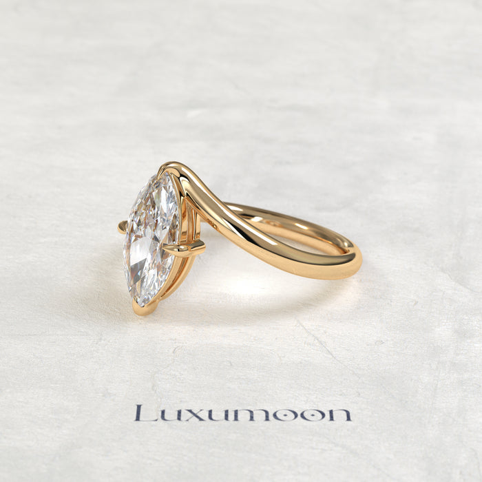 The Aeva – Marquise Diamond Top Bottom Wave Engagement Ring