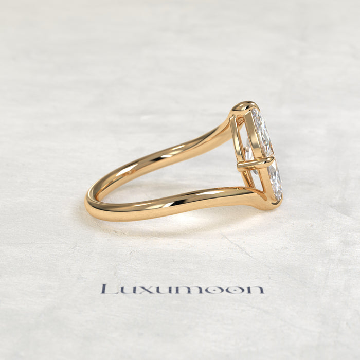The Aeva – Marquise Diamond Top Bottom Wave Engagement Ring