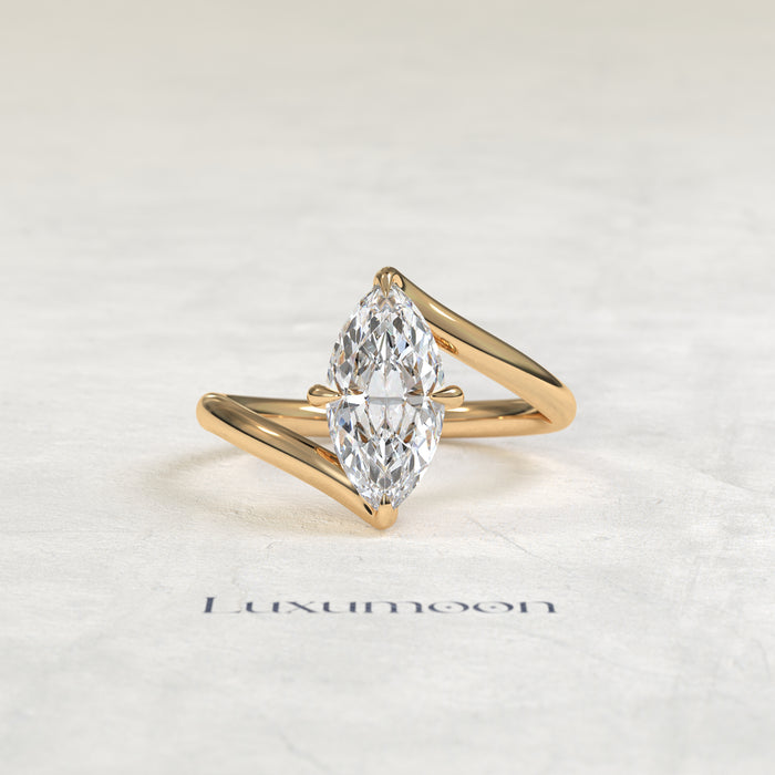The Aeva – Marquise Diamond Top Bottom Wave Engagement Ring