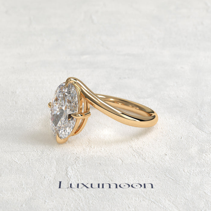 The Eryn – Oval Diamond Top Bottom Wave Engagement Ring